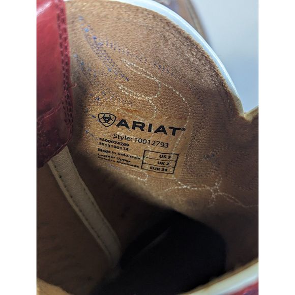 Ariat Square Toe Youth Red White Blue Western Boot Size 3 - Picture 6 of 9